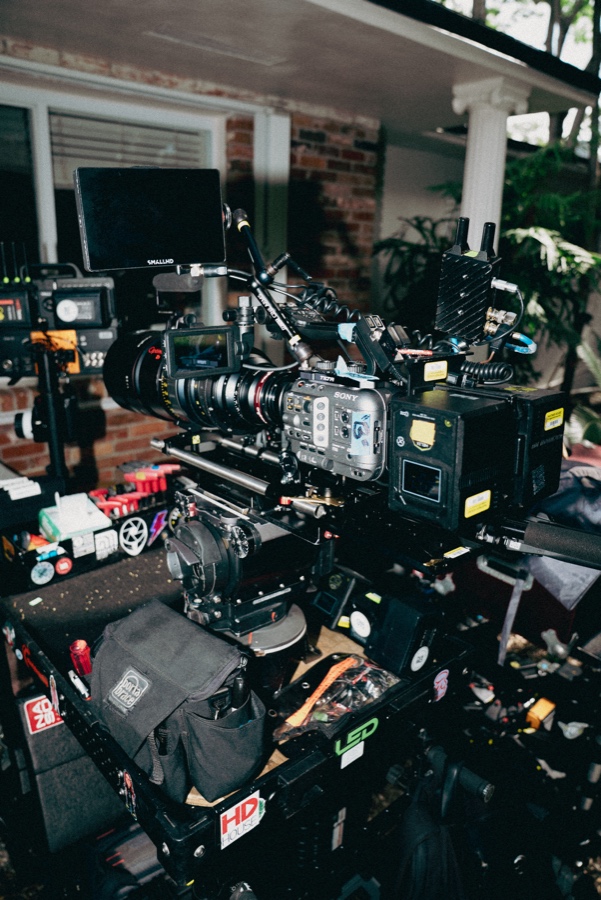 A built cinema camera on the cart, ready to go out